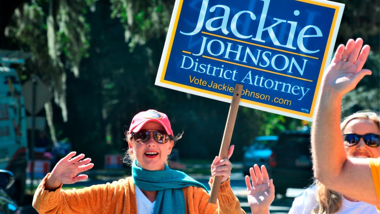 Brunswick District Attorney Jackie Johnson campaigns for reelection on Nov. 3 on St. Simons Island, Georgia.