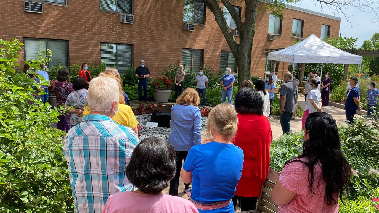 Central Baptist Village in Norridge, Illinois, held a socially distanced ceremony for one of its beloved nurses who died of Covid-19.