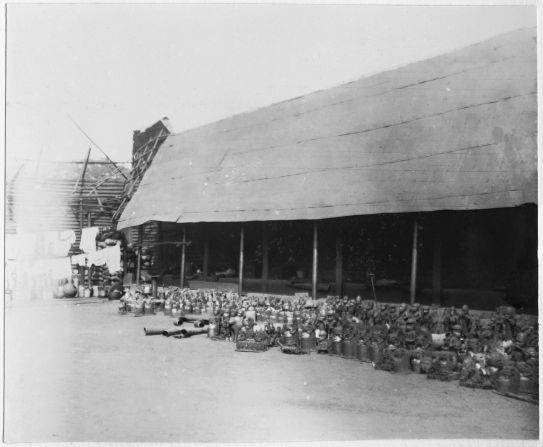 Rows of artifacts captured in the raid. Several thousand pieces were taken, many of which were shared between officers. 