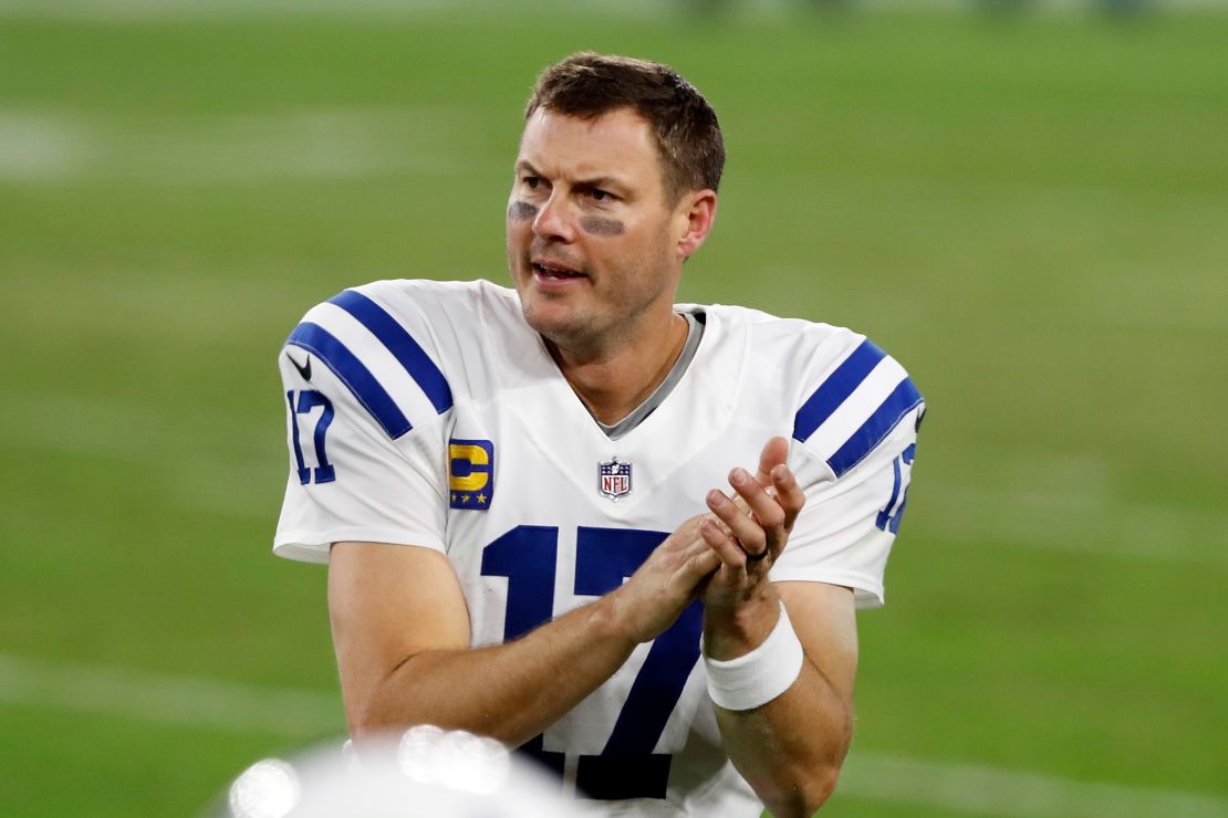 Rivers watches on during Thursday's game between the Colts and the Titans.