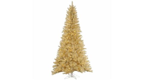 The Holiday Aisle White/Gold Tinsel 7.5-Ft Artificial Christmas Tree