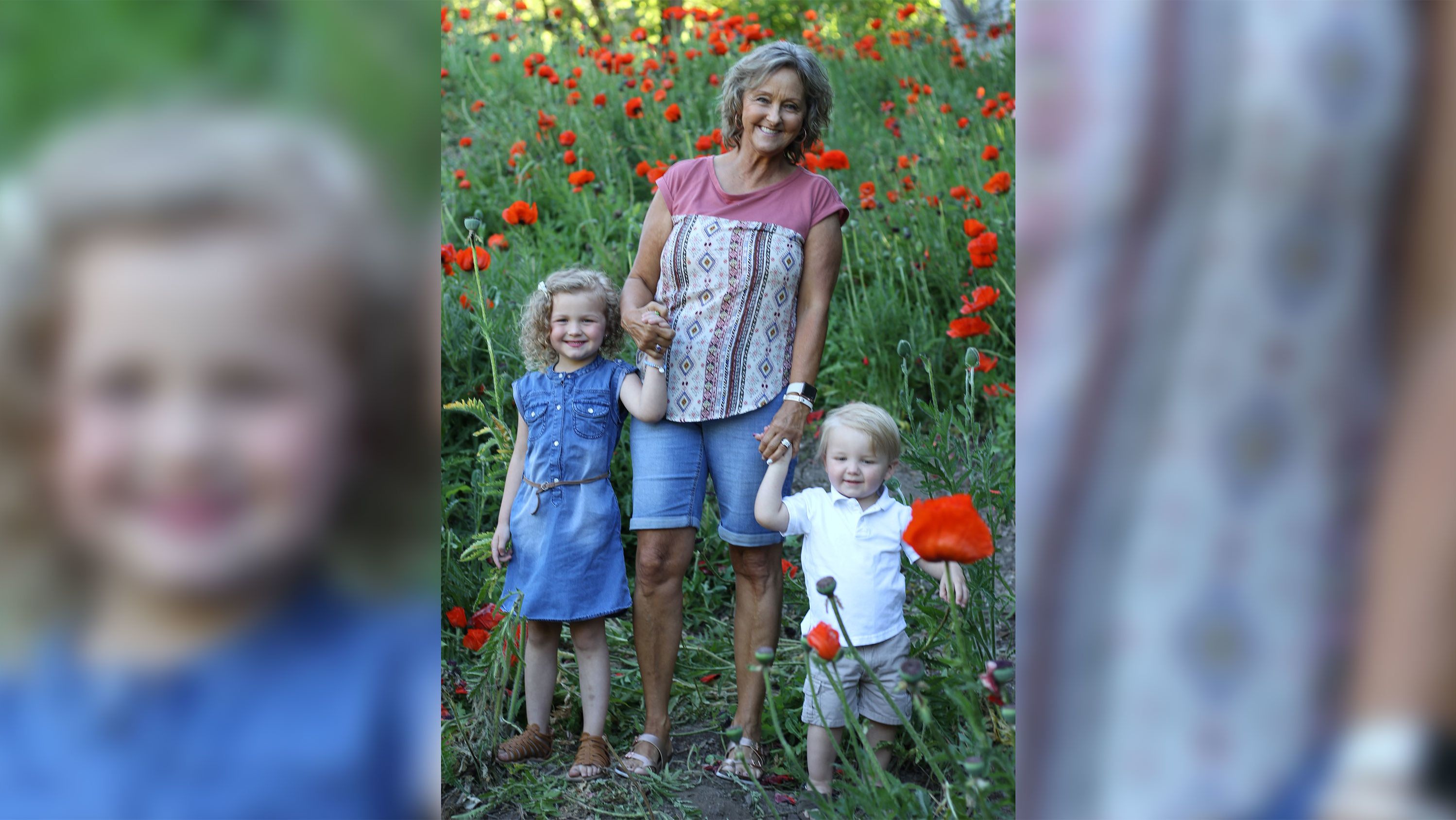Tracy Larsen, 56, with her grandchildren before contracting coronavirus.