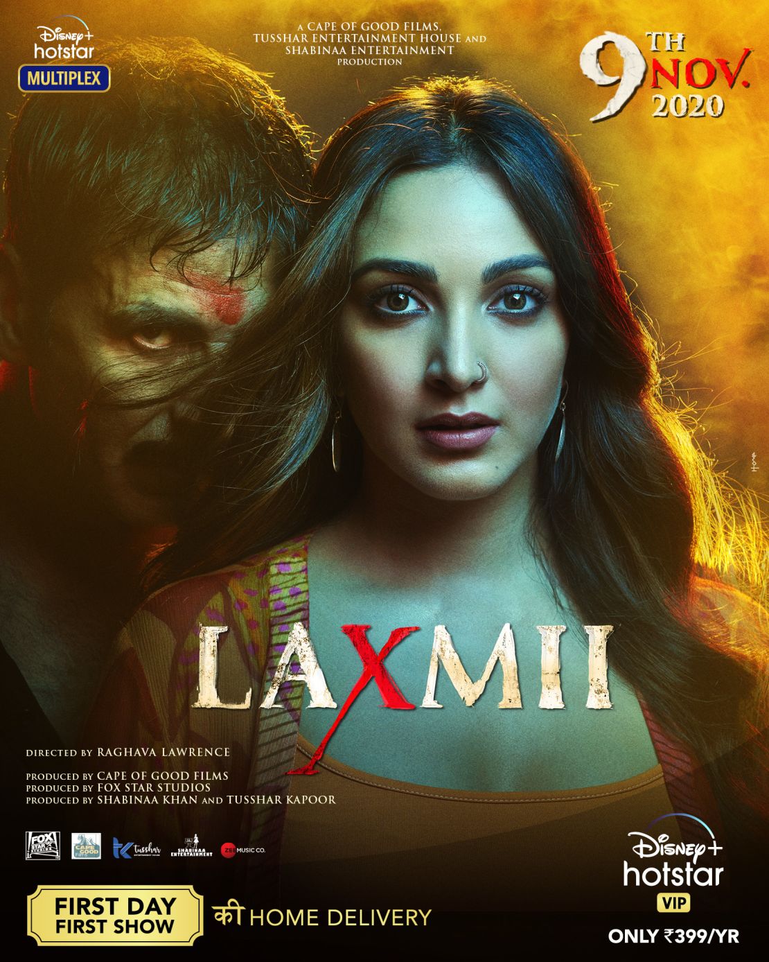 A promotional poster for the Bollywood movie "Laxmii."