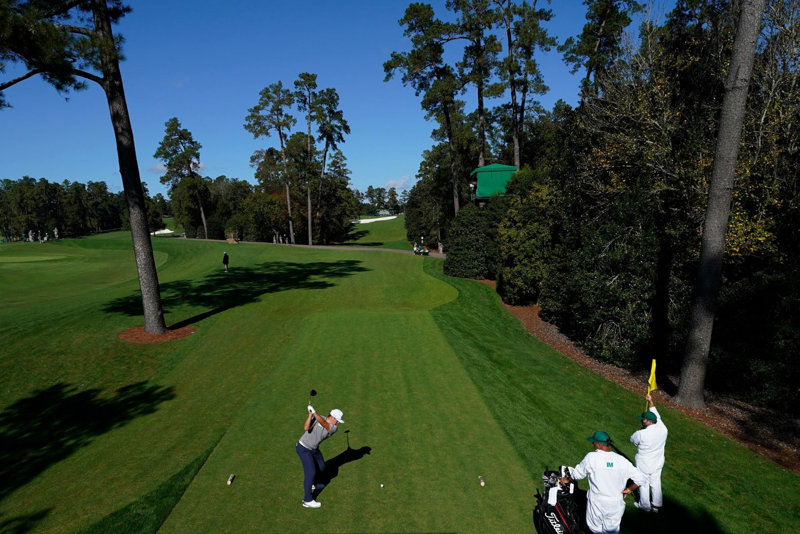 Sungjae Im, of South Korea, tees off at the 18th and he closed just one shot adrift of the clubhouse leaders on eight-under.