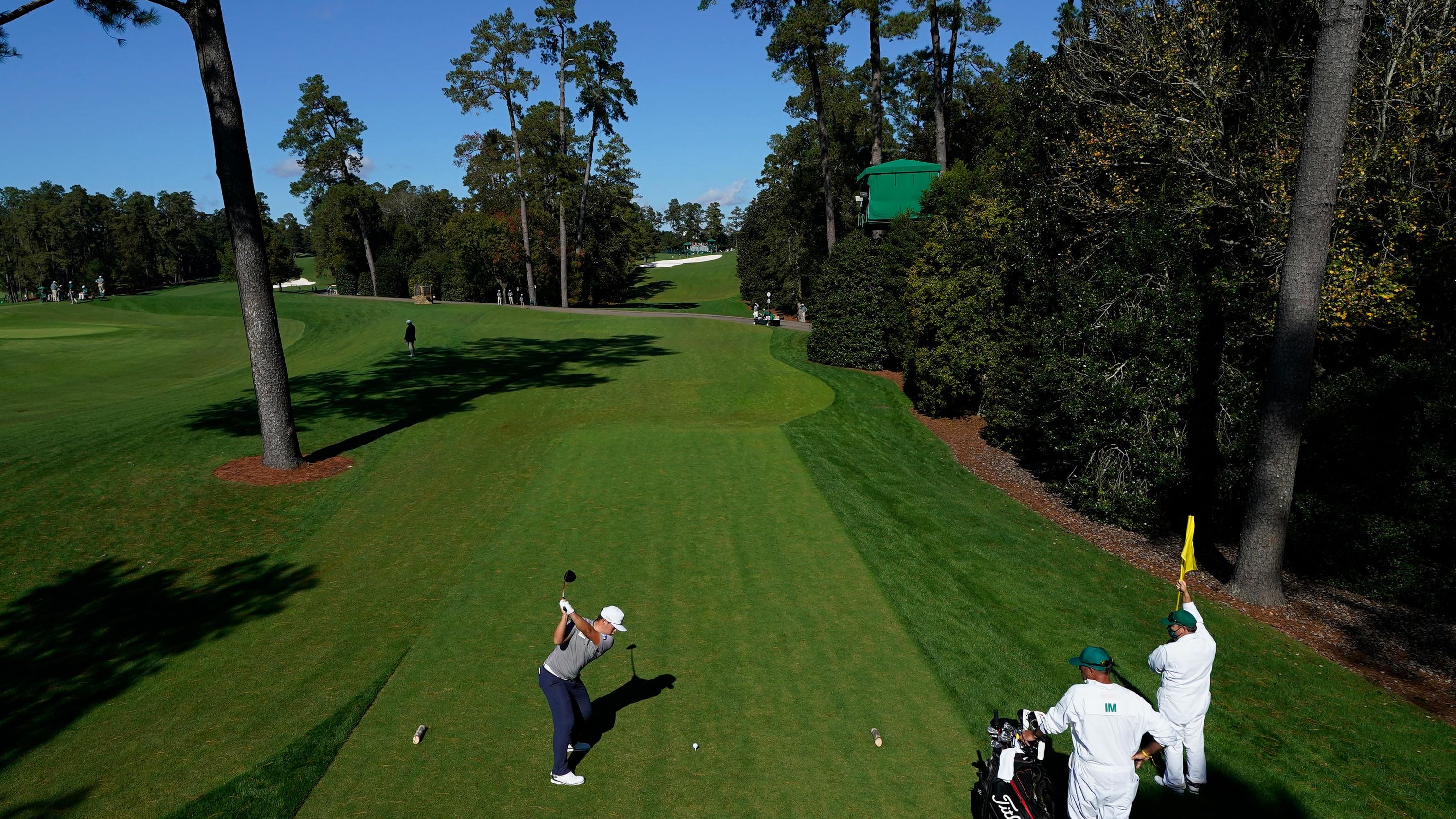 Sungjae Im, of South Korea, tees off at the 18th and he closed just one shot adrift of the clubhouse leaders on eight-under.
