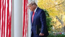 US President Donald Trump arrives to deliver an update on "Operation Warp Speed" in the Rose Garden of the White House in Washington, DC on November 13, 2020. (Photo by MANDEL NGAN / AFP) (Photo by MANDEL NGAN/AFP via Getty Images)