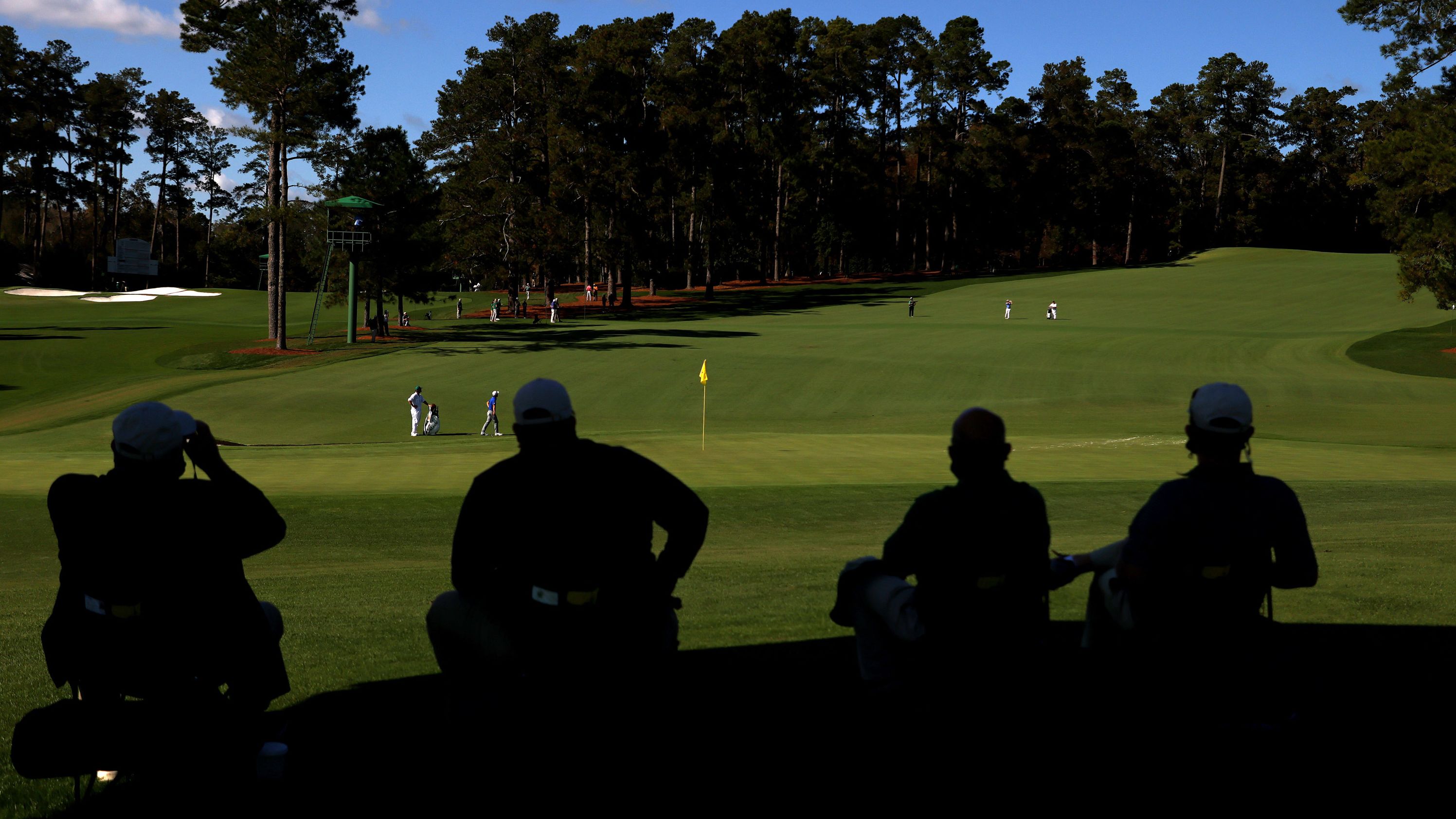 A general view as Collin Morikawa of the United States walks on the second green at Augusta National.