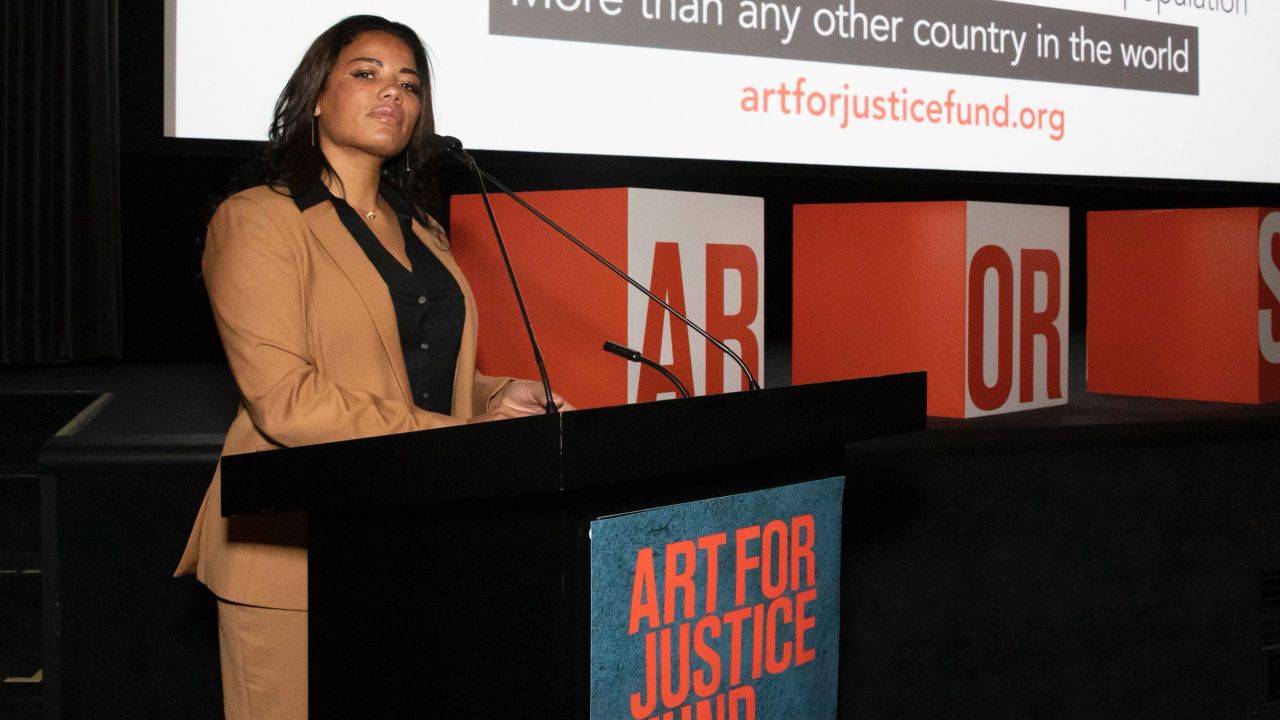 Patterson after giving a speech for the Art for Justice Fund.