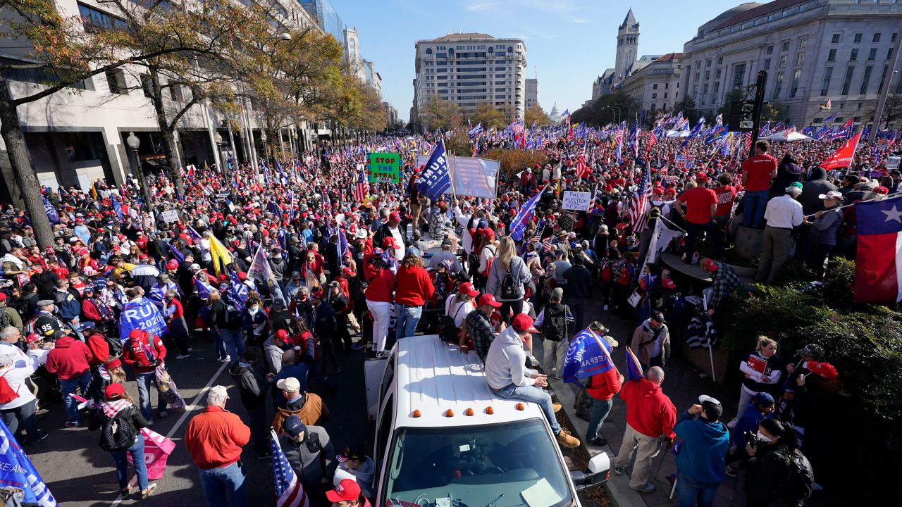 Throngs of President Donald Trump supporters poured into Freedom Plaza during demonstration.
