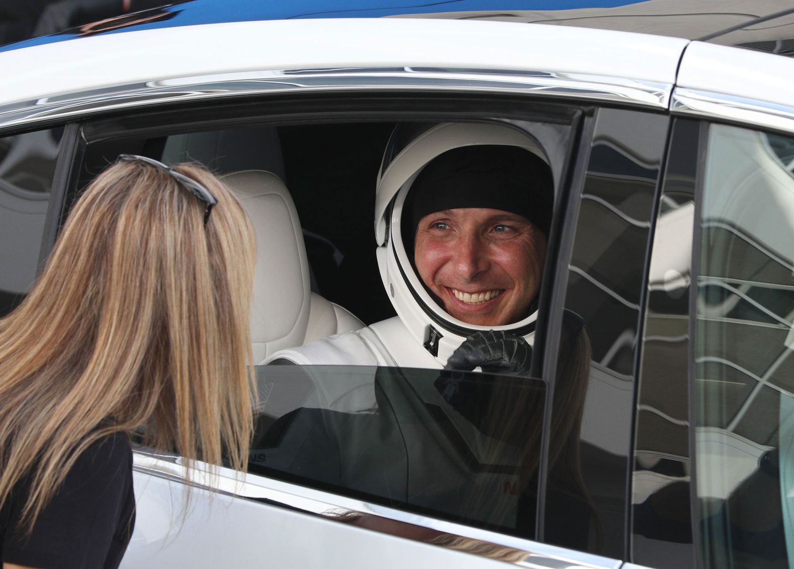 Hopkins says goodbye to a family member before heading to the launch complex.