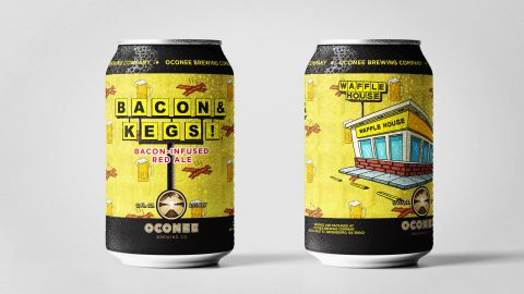 Waffle House teamed up with Georgia-based brewery Oconee Brewing Company to offer the first Waffle House-branded beer called Bacon & Kegs. 