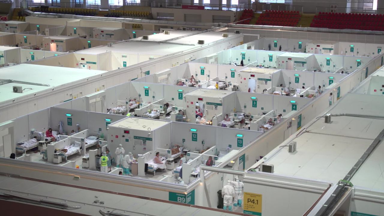 The Krylatskoye Ice Palace, which has been converted into a coronavirus field hospital in Moscow.