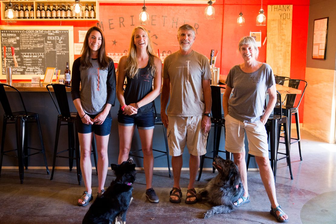 Ann Leadbetter, far right, with her husband and two daughters, at their Cider House in downtown Boise.