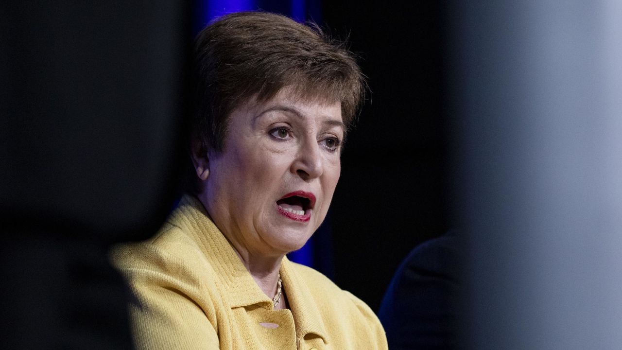 WASHINGTON, DC - MARCH 04: IMF Managing Director Kristalina Georgieva speaks during a joint press conference with World Bank Group President David Malpass on the recent developments of the coronavirus, COVID-19, and the organizations' responses on March 4, 2020 in Washington, DC. It was announced yesterday that the Annual Spring Meetings held by the IMF and World Bank in Washington, DC have been changed to virtual meetings due to concerns about COVID-19. (Photo by Samuel Corum/Getty Images)