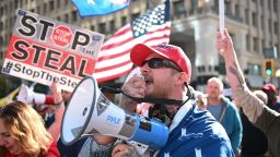 The 'Million MAGA March' saw 10-15,000 Trump supporters including far-right extremists groups, such as the Proud Boys, Patriot Front and others marching together in Washington D.C. on November 14, 2020 (Photo by Zach D Roberts/NurPhoto via Getty Images)