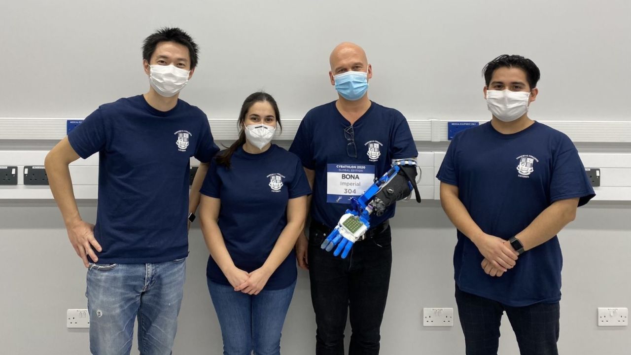 The ICL team includes Jumpei Kashiwakura (mechatronics engineer), Irene Mendez (team manager), Conrad Christian Bona (pilot) and Patrick G Sagastegui Alva (electronics engineer) pictured from left to right. 