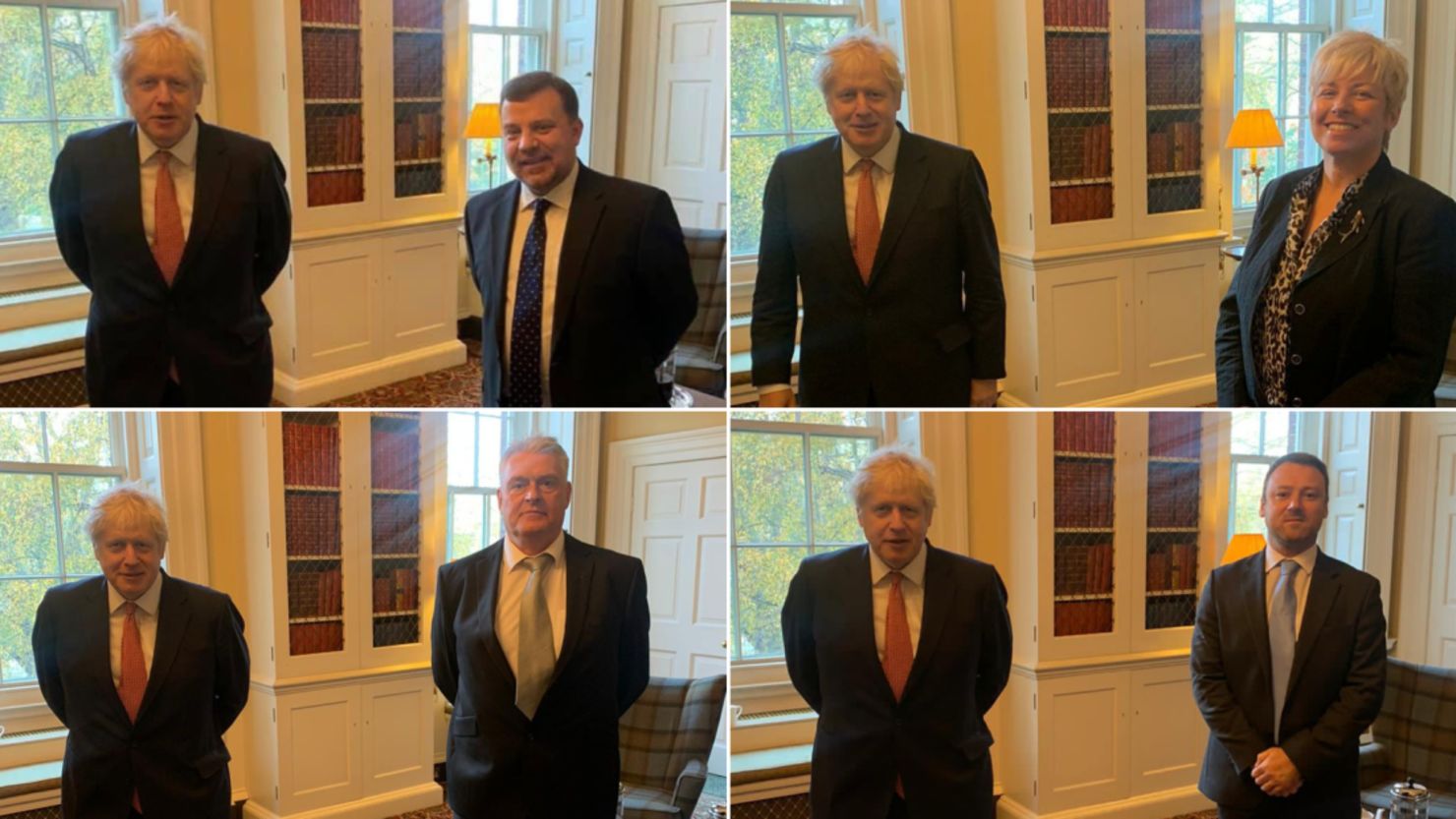 British MPs posted photos on social media of their respective meetings with Johnson on November 12. From clockwise top left: Andy Carter, Lia Nici, Brendan Clarke-Smith, and Lee Anderson.