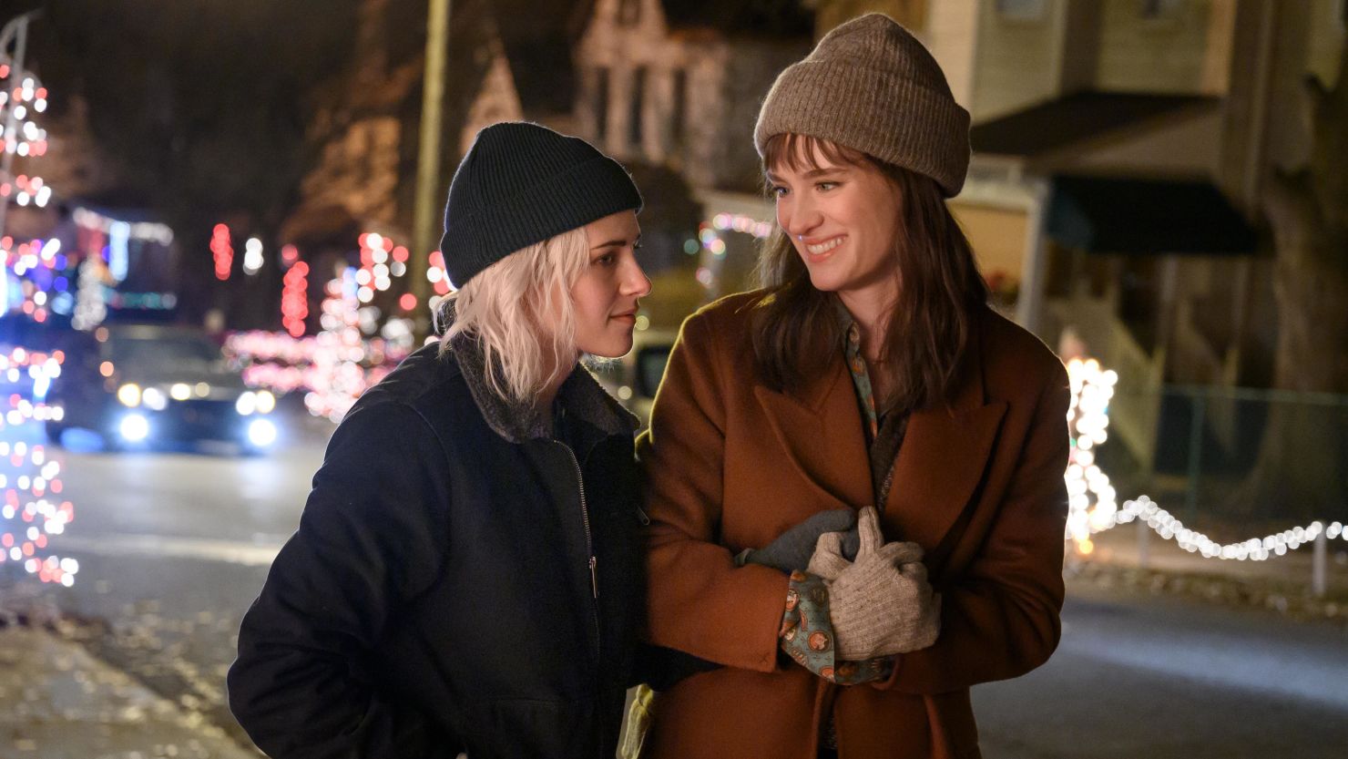 Kristen Stewart and Mackenzie Davis star in "Happiest Season" on Hulu.