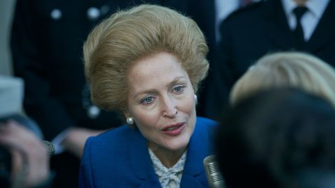 Gillian Anderson as Margaret Thatcher in season four of Netflix's The Crown