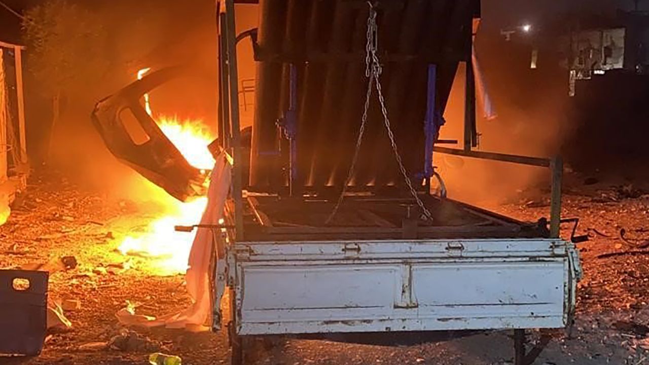 The Iraqi military released photographs of the rocket launcher ablaze in a street.