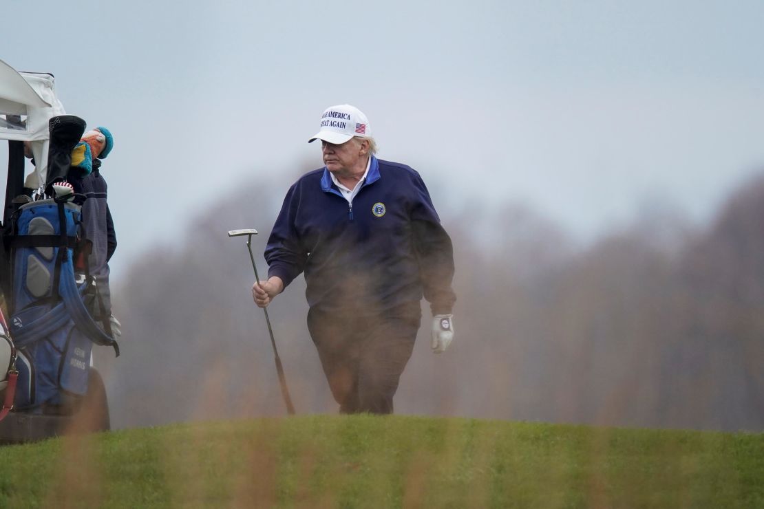 Trump plays golf at the Trump National Golf Club in Sterling, Virginia, Sunday, November 15.