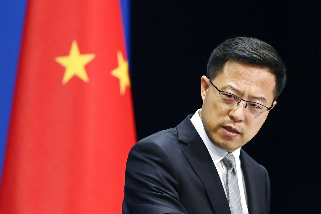 Chinese Foreign Ministry spokesman Zhao Lijian attends a news conference in Beijing on Aug. 28.
