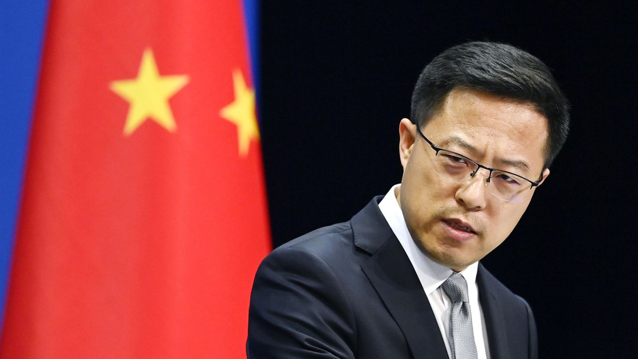 Chinese Foreign Ministry spokesman Zhao Lijian attends a news conference in Beijing on Aug. 28.