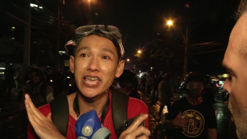 Screengrab from Jonathan Miller's package on protests in Thailand