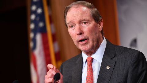 Senator Tom Udall(D-NM), speaks following the Senate voted on the War Powers resolution, at the US Capitol in Washington, DC on February 13, 2020. 