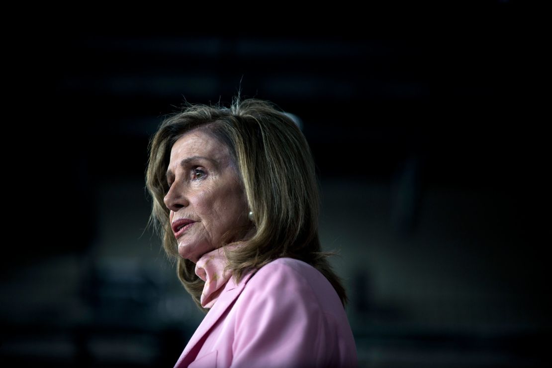 US Speaker of the House Nancy Pelosi speaks during her weekly press conference at the Capitol in August.