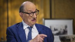 Alan Greenspan, former chairman of the Federal Reserve System, speaks during a Bloomberg Television interview in Washington, D.C., U.S., on Wednesday, July 24, 2019. Greenspan endorsed the idea that the U.S. central bank should be open to an insurance interest-rate cut, to counter risks to the economic outlook, even if the probability of the worst happening was relatively low. Photographer: Zach Gibson/Bloomberg via Getty Images