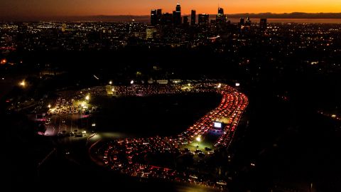 Motorists wait Wednesday in long lines to take a coronavirus test in a parking lot at Dodger Stadium in Los Angeles on November 18.
