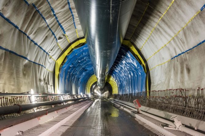 <strong>Brenner Base Tunnel, Austria-Italy: </strong>Connecting Innsbruck, Austria, with  Fortezza, Italy, the <a href="index.php?page=&url=https%3A%2F%2Fwww.bbt-se.com%2Fen%2Ftunnel%2Fproject-overview%2F" target="_blank" target="_blank">55 kilometer</a> (34 mile) Brenner Base Tunnel will be the second-longest rail tunnel in the world. Tunneling under the Isarco River underpass started this October. (Pictured: The inauguration of tunnel construction in March 2015.)