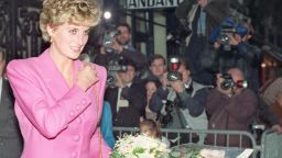 PARIS, FRANCE - NOVEMBER 14:  Picture dated 14 November 1992 of Princess Diana leaving the first anti-AIDS bookshop in Paris. Diana, Princess of Wales died in hospital early 31 August after a midnight car crash in central Paris in which her friend the Egyptian millionaire film-producer Dodi al-Fayed and driver were also killed. At the time of the crash, the car was being pursued by paparazzi press photographers on motorcycles.  (Photo credit should read VINCENT AMALVY/AFP via Getty Images)
