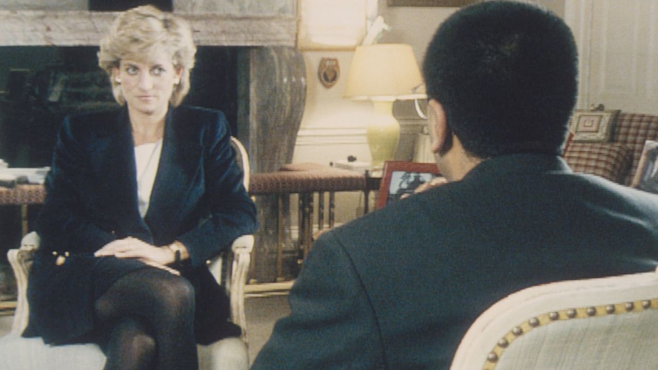 Diana talks to Martin Bashir during the 1995 BBC "Panorama" interview.