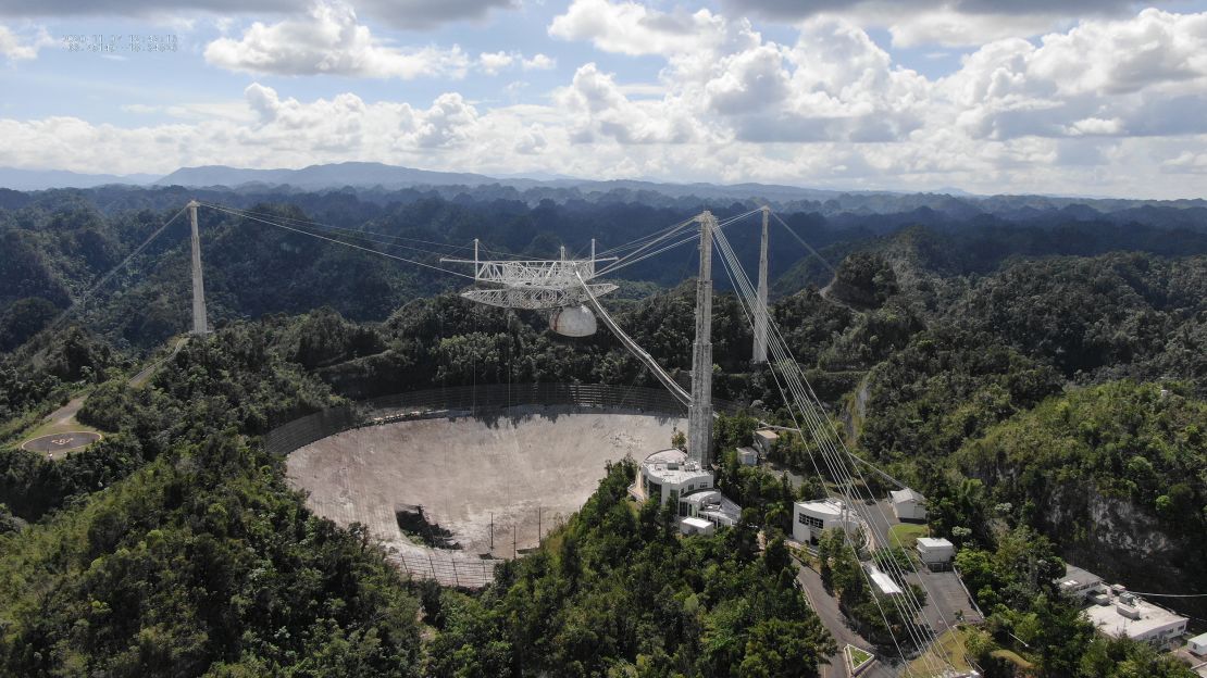 This image shows an overview of the damage to Arecibo Observatory's 305-meter telescope in November.