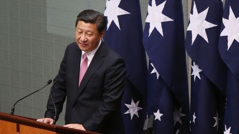 Chinese President Xi Jinping addresses the Australian government in the House of Representatives at Parliament House on November 17, 2014 in Canberra, Australia.