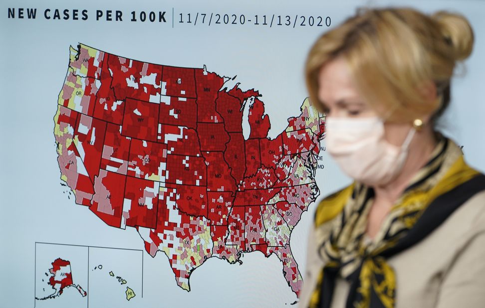 Dr. Deborah Birx, the White House coronavirus response coordinator, speaks during a news conference on November 19. Birx became the first official with the White House coronavirus task force to speak at a briefing while wearing a face mask.