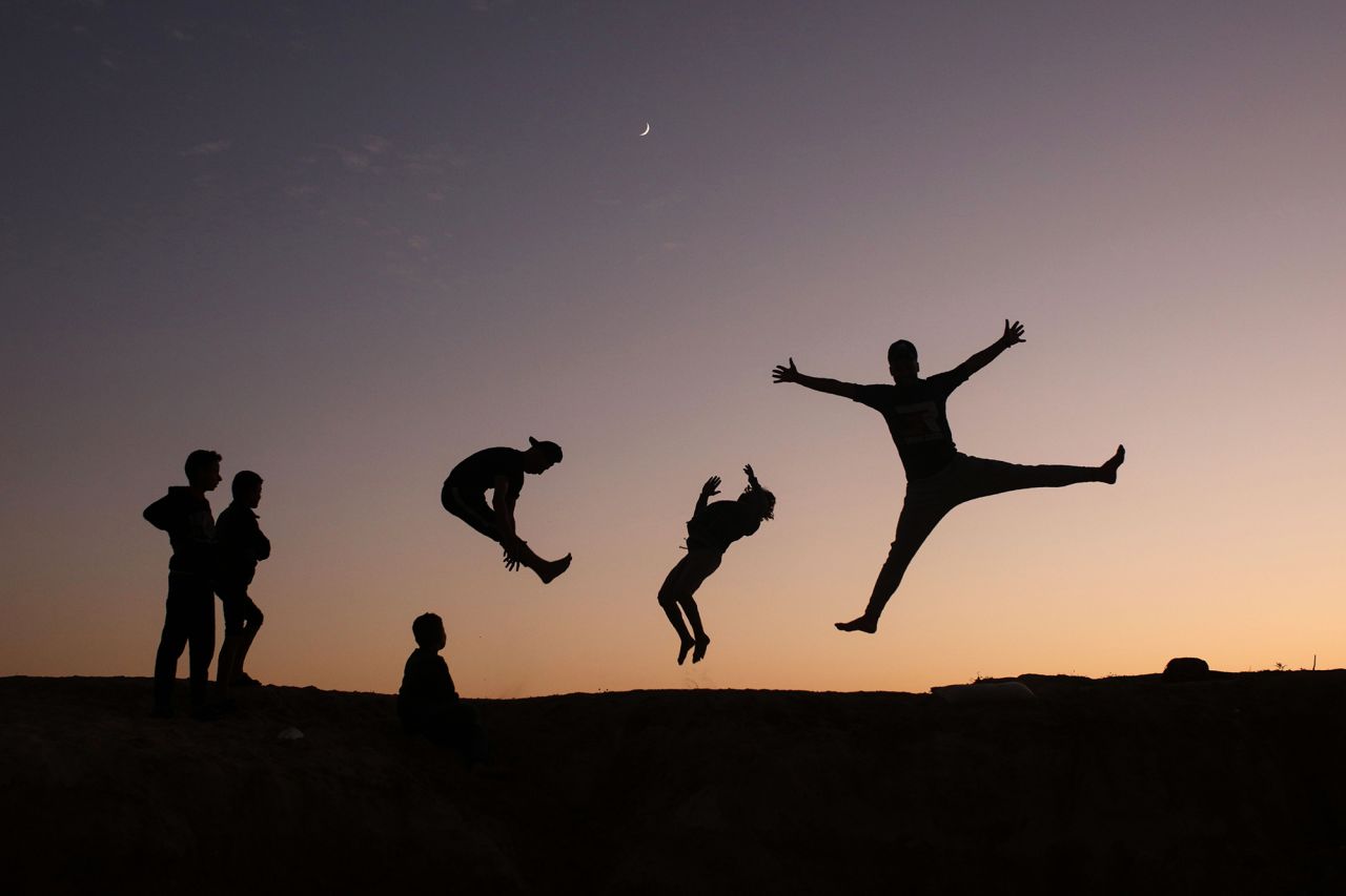 Palestinians practice parkour in Gaza City on Wednesday, November 18.