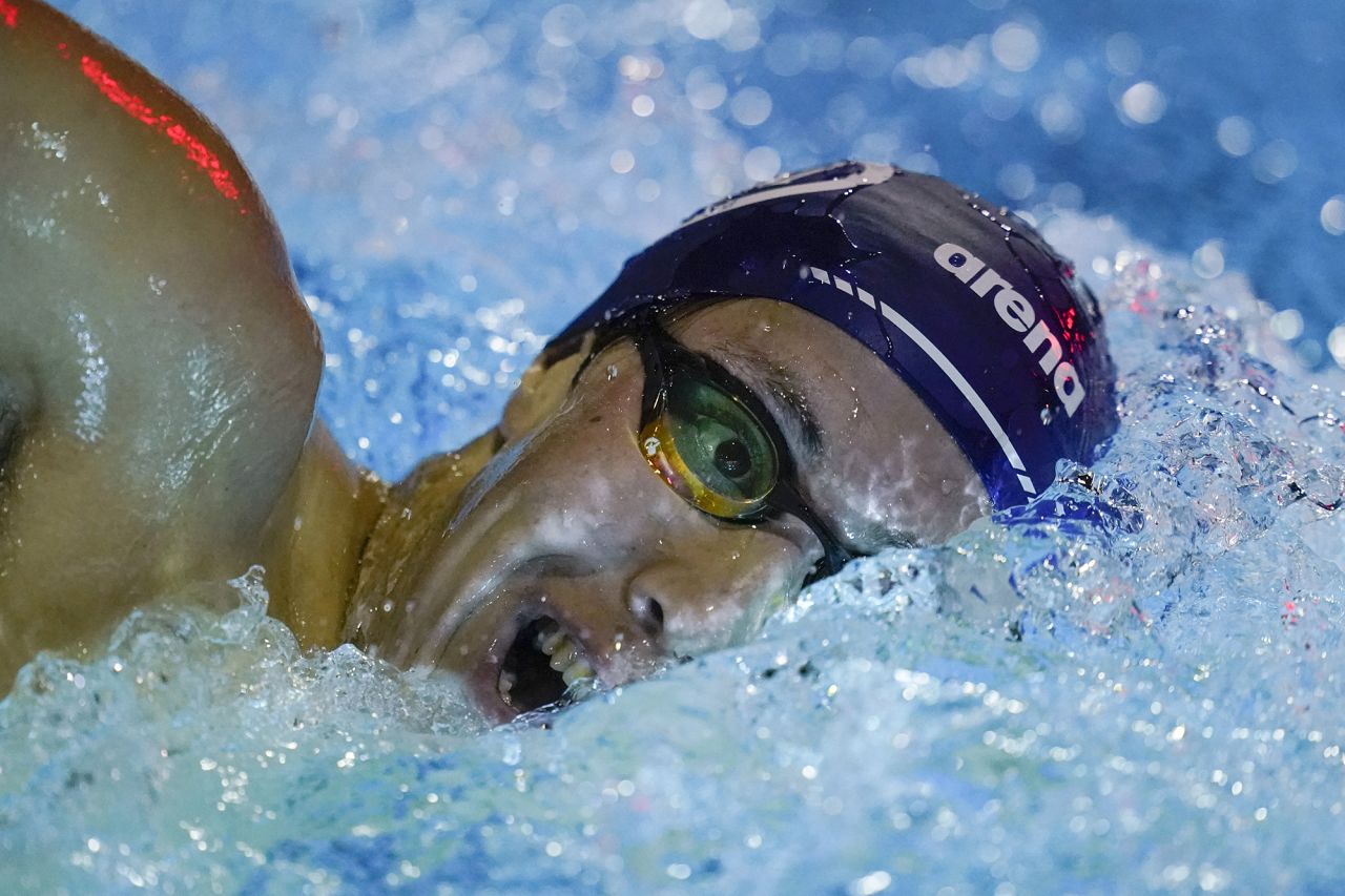 Samuel Telanoff competes in the men's 400-meter individual medley at the US Open Swimming Championships on Friday, November 13, in Irvine, California.