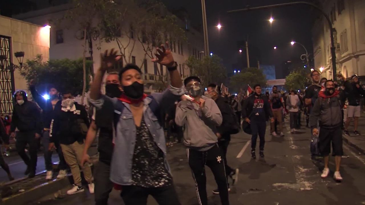 Peruvian protesters take to the streets after former President Martin Vizcarra was removed from office after being impeached by Peru's Congress.