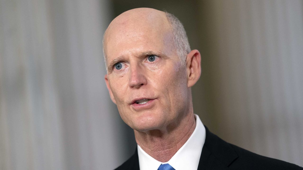 Sen. Rick Scott, a Republican from Florida, speaks during a television interview at the Russell Senate Office building in Washington, DC, on November 11, 2020. 