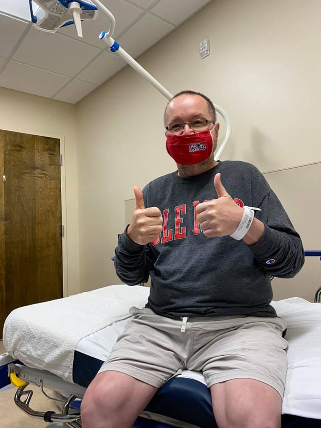 David Johnson after a visit to therapy following a 46-day hospitalization for COVID-19.