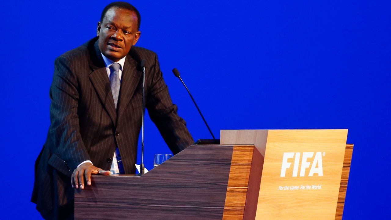 Yves Jean-Bart speaks to the audience during the 64th FIFA Congress.