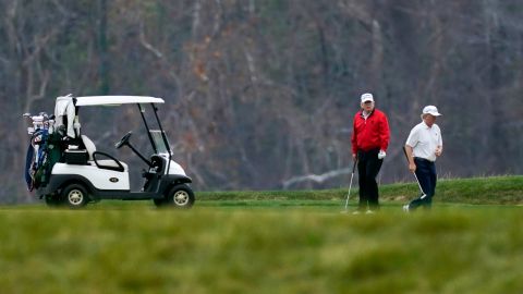 President Donald Trump plays golf at Trump National Golf Club in Sterling, Virginia, Saturday, November 21, 2020. 