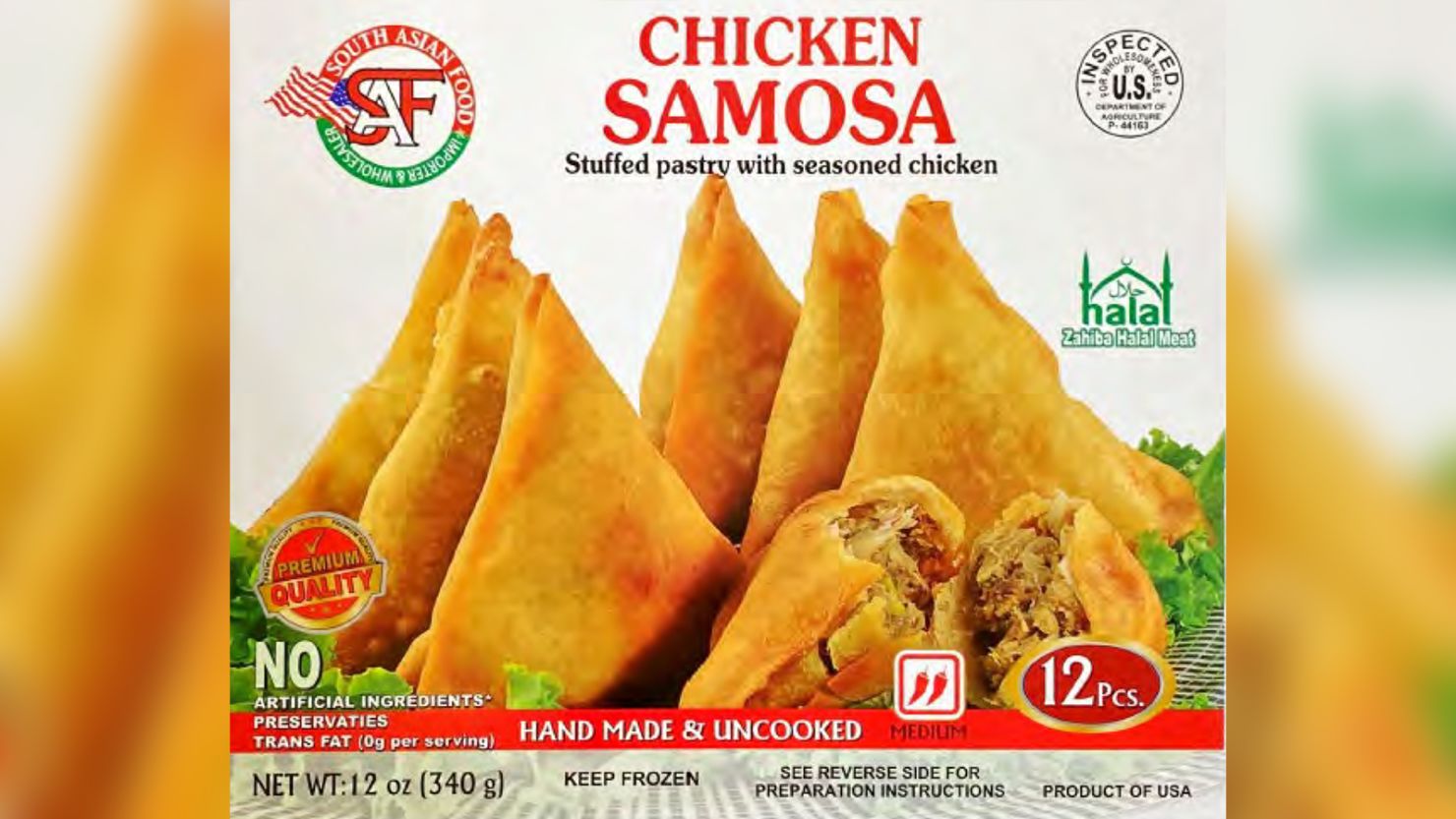 South Asian Food Chicken Samosas could contain an allergen, FSIS said.