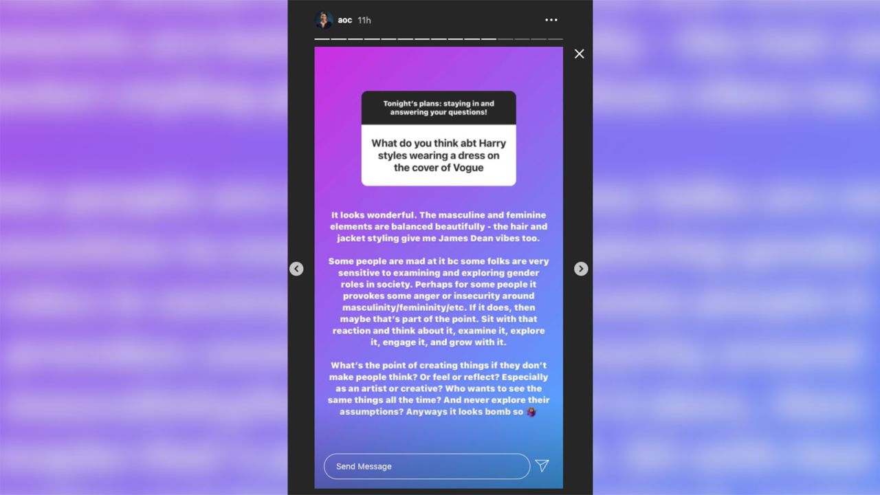 Ocasio-Cortez Styles Instagram respsonse