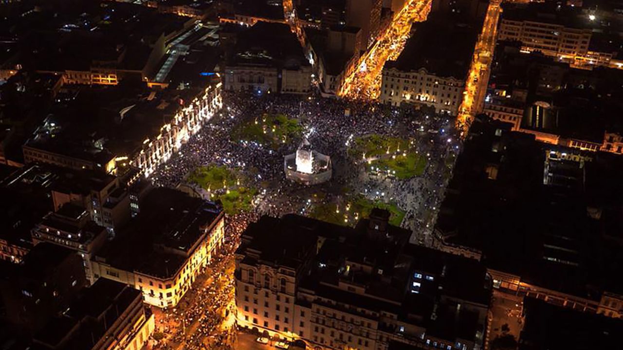 Protests in Lima's Plaza San Martin on November 14.