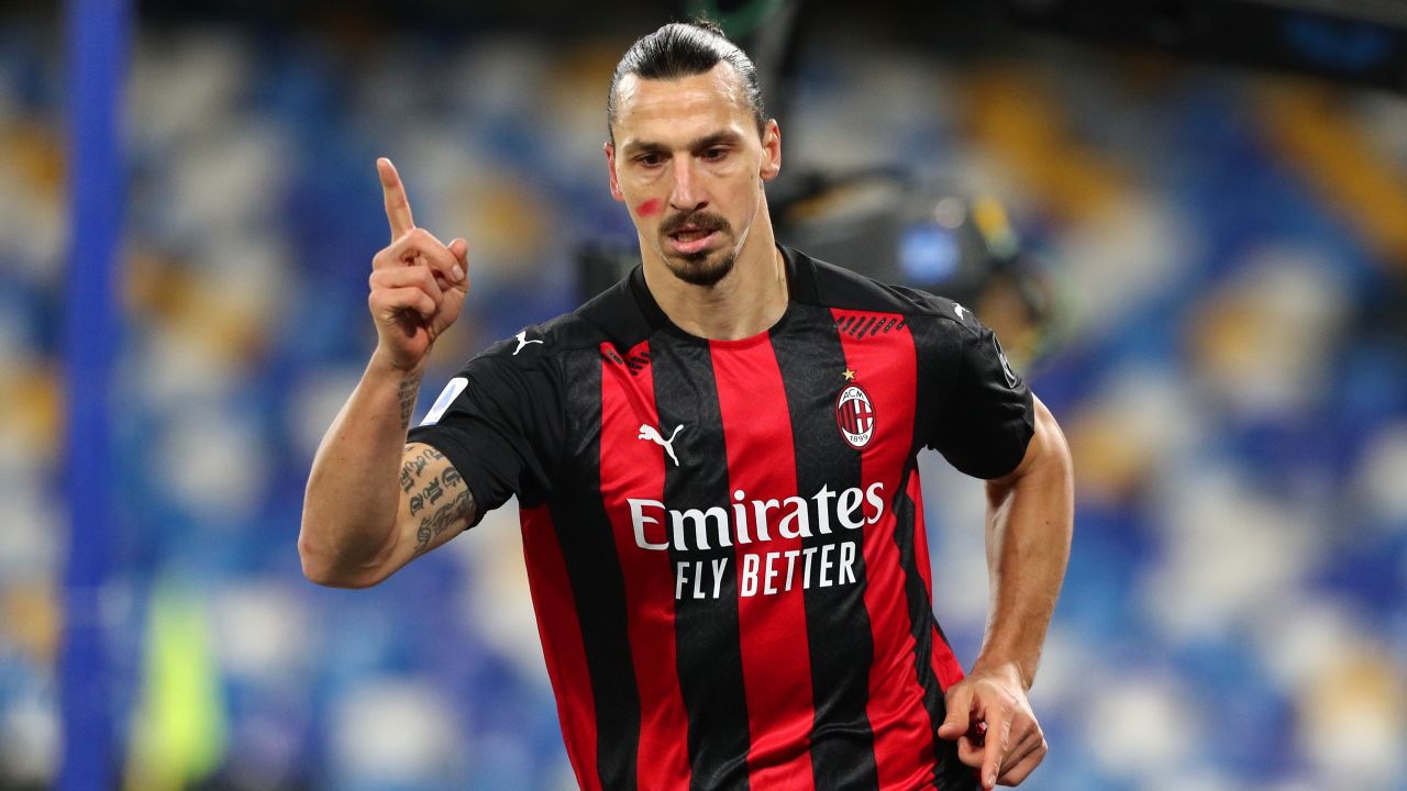 Zlatan Ibrahimovic scored twice for AC Milan before suffering an injury on Sunday.