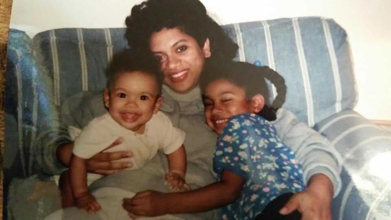 The author (right), around age 4, is shown with her mother, Melinda Trammell (center), and her sister, Brianna Trammell (left), around age 6 months.